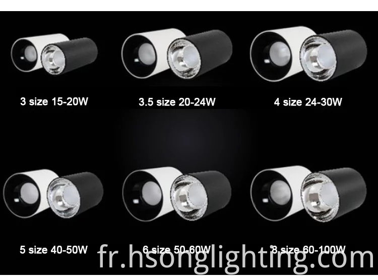 2022 Nouveau design LED COB Downlights en surface encastrée Downlight 24W pour l'éclairage intérieur